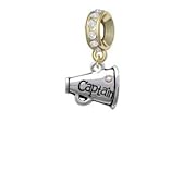Captain Megaphone with AB Crystal Clear Crystal Gold Charm Bead Dangle