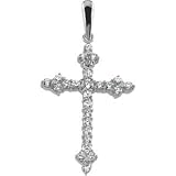 14K White Gold Fancy Cubic Zirconia Cross