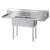 Turbo Air TSA-2-14-D2 Pot and Dish Standard Sink, 84-1/2W, Two Bowls, Two Drainboards