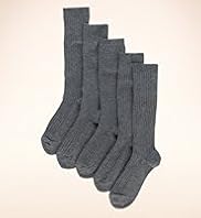 5 Pairs of Freshfeet Cotton Rich Long Ribbed School Socks