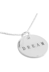 Dream Inspirational Round Sterling Silver Affirmation Medallion Pendant 18" Necklace