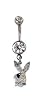 Clear and Blue Dangling Bunny Belly Ring