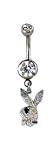 Clear and Blue Dangling Bunny Belly Ring