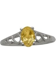 10 Karat White Gold Genuine Citrine Oval Gemstone Baby Ring