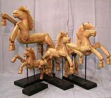 Groovystuff Teak Wood Hinged Horse on Stand - X-Large