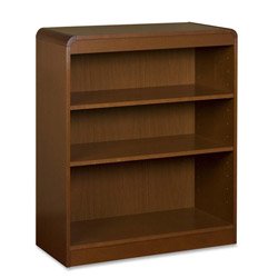 3-Shelf Radiused Hardwood Veneer Bookcase in Cherry - LLR85050