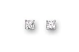 Sterling Silver Cubic Zirconia Stud Earrings 4Mm Square