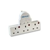 3 Gang, Three way switched adaptor, Neon Indicators, Plugs directly into a 13A socket