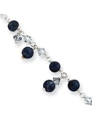 Sterling Silver Shadow Crystal/Lapis Anklet Bracelet QG1396-9"