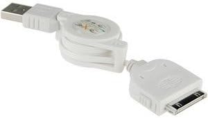 2.0 USB Retractable Data Sync Cable For iPhone and iPod (White)