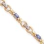 14k Fancy-Link Diamond Tanzanite Bracelet - 7.25 Inch - Box Clasp - JewelryWeb