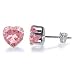 Nickel Free 5mm Heart Pink Cubic Zirconia .925 Sterling Silver Post Back Stud Earrings