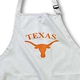 Texas Longhorn - BLACK Full Length Apron With Pockets 22w X 30l
