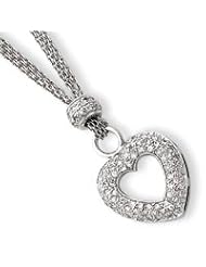 Sterling Silver Fancy CZ Heart Necklace QG2115-16"
