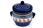 Polish Pottery Jar W/Lid W/Handles (9.65in.H x 8.07in.W x 9.84in.L) Traditional Pattern - H3815C