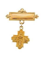 14K Yellow Gold 12Mm 4-Way Cross Baptismal Pin