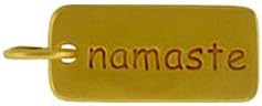 Zoe and Piper CharmsRectangular Namaste Double Sided Engraved Word Tag Charm in 24k Gold Plated Sterling Silver, 8283