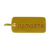 Rectangular NAMASTE Double Sided Engraved Word Charm or Pendant in Gold Vermeil, #8283