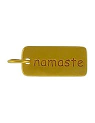 Rectangular NAMASTE Double Sided Engraved Word Tag Charm or Pendant in Gold Vermeil, #8283