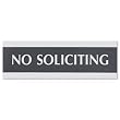 U. S. Stamp & Sign Century Series "No Soliciting" Sign, 3X9, Black/Silver (4758)