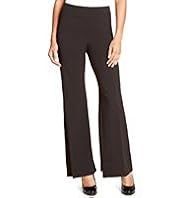 Wide Waistband Flat Front Peplum Bootleg Trousers