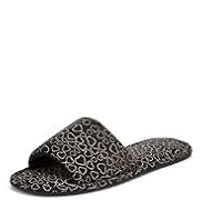Open Toe Heart Print Mule Slippers