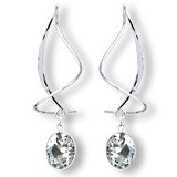 EarspiralTM Earrings 53SCZO SS with Oval Cubic Zirconium (simulated Diamond) (April's Birthstone) Sterling Silver