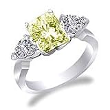 Basket prong ring with 1.25 Ct Canary Diamond Radiant Cut and Pear Cut Diamonds