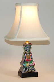 Short Porcelain Multicolor on Navy Blue Square 
