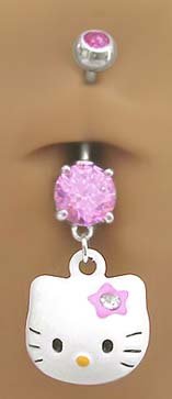 Belly Navel body jewelry piercing bar Hello Kitty Head Ring