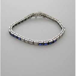 Art Deco Platinum Diamond And Sapphire Bracelet by