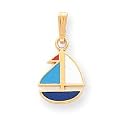 14k Enameled Sailboat Pendant - Measures 25.1x9.4mm