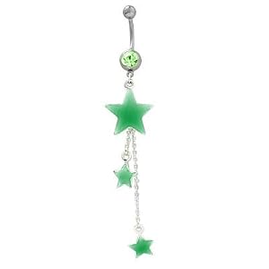 Glow In The Dark Stars Belly Button Ring