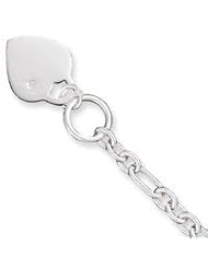 Sterling Silver Dangling Heart w/CZ Bracelet QG1465-7.25"
