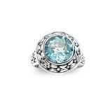 .925 Silver & Blue Topaz Round Ring, Sizes 6-8