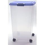 Pet Food Storage Container - Clear Plastic XL (Clear/Blue) (XL - 24H x 14 1/2W x 18D)
