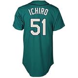 MLB Men's Seattle Mariners Ichiro Green Alternate Short Sleeve 6 Button Synthetic Replica Baseball Jersey  (Green, X-Large)