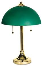 -- Taylor Incandescent Desk Lamp, Brass-Plated Base, Green Glass Shade, 19 Inches