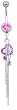 Stainless Steel Belly Ring with Pink Crystals - Dangling Heart with Stars