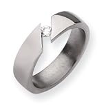 Titanium 6mm 0.17ct. Diamond Polished Band Ring - Size 8