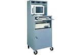 Mobile Computer Cabinet With Riser Gray
