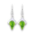 Rhodium Brass with Peridot Cubic Zirconia Earrings Weight: 7.50gm