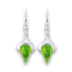 Rhodium Brass with Peridot Cubic Zirconia Earrings Weight: 7.50gm