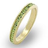14k Gold Plated Peridot Green Swarovski Crystal Band