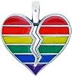 Gay Rainbow Broken Heart Pewter Pendant Necklace