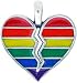 Gay Rainbow Broken Heart Pewter Pendant Necklace