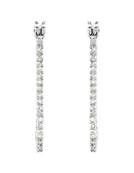 Platinum Diamond Hoop Earrings: 1/2 CT TW