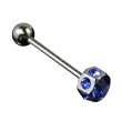 316 Surgical Stainless Steel Barbell with Blue CZ Sold as a Pair