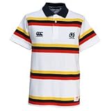 Scotland Striped Rugby Polo Shirt 2007/08 - White/Navy/Flag Red/Gold