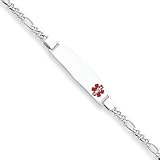 Sterling Silver Non-enameled Medical ID Figaro Link Bracelet
